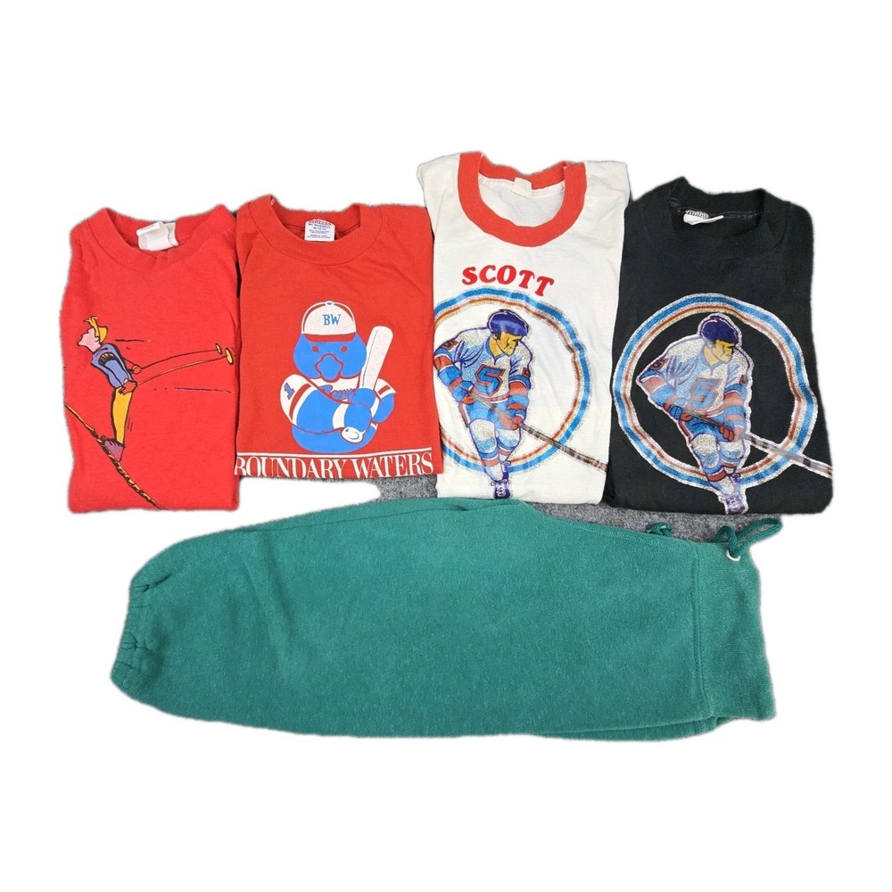 Vintage Youth Sports Clothing Lot Winter Sports Tees Pants Made in USA